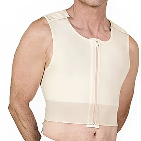 Men's compression garment with front zipper closure