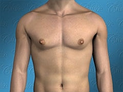 Male torso against a blue background.